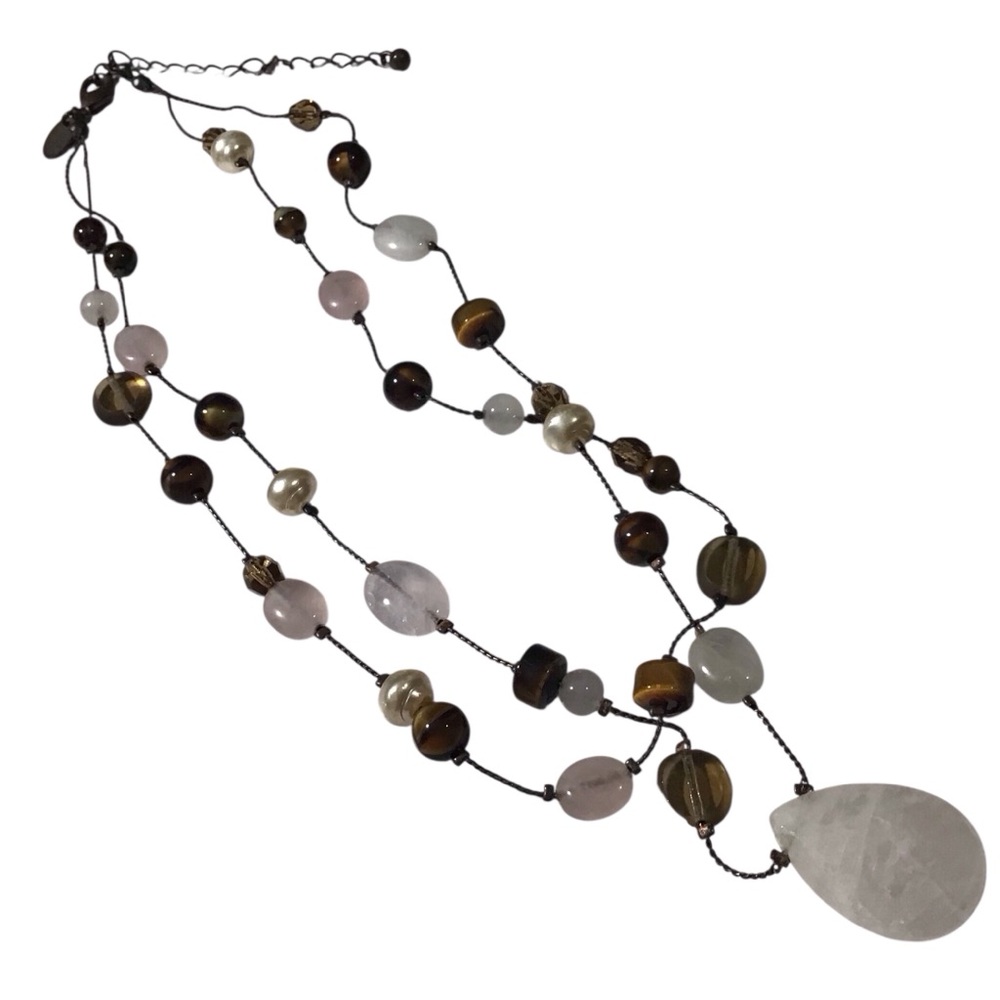Lia Sophia Beaded Necklace Double Strand Tear Drop - Picture 5 of 7